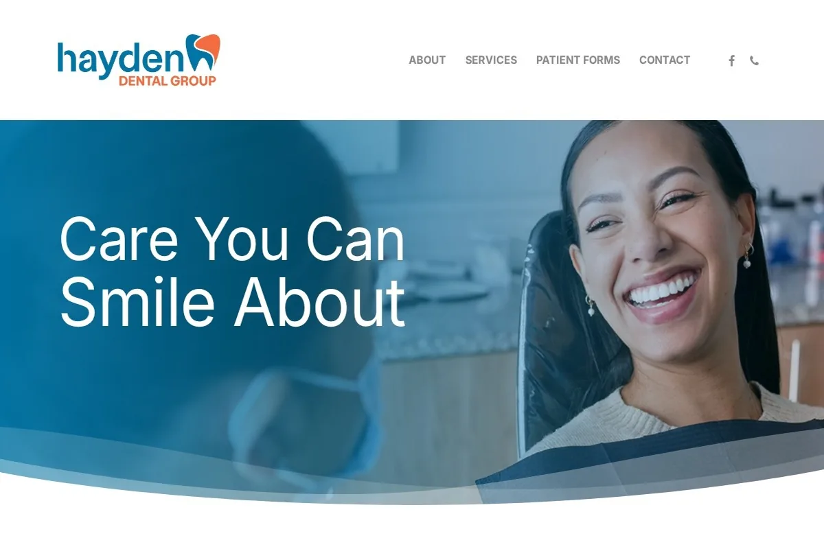 Homepage screenshot of the Hayden Dental Group website built by Vertex Digital Studios