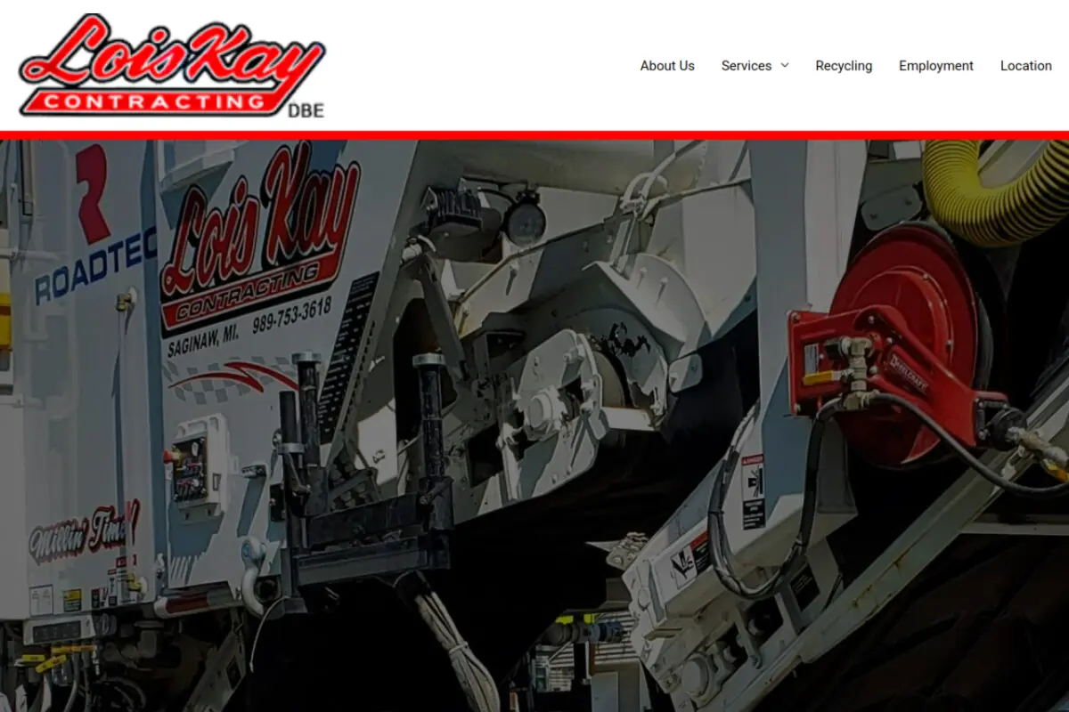 Homepage screenshot of the Lois Kay Contracting website built by Vertex Digital Studios