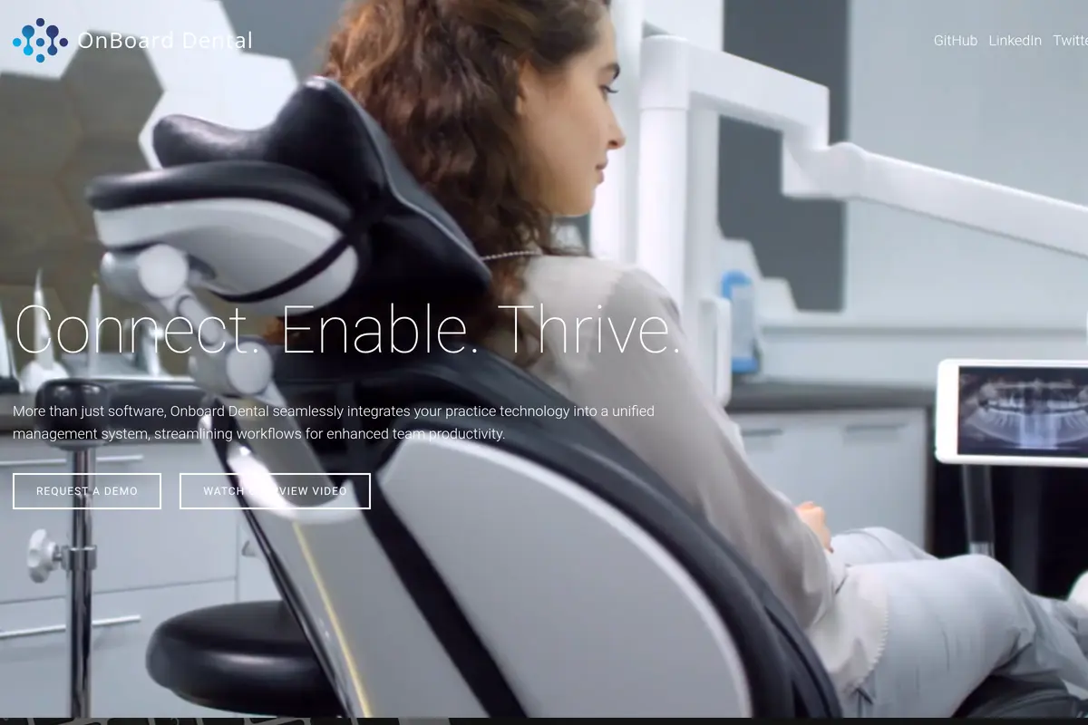 Homepage screenshot of the OnBoard Dental website built by Vertex Digital Studios