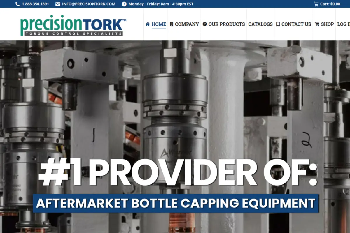 Homepage screenshot of the Precision Tork website built by Vertex Digital Studios