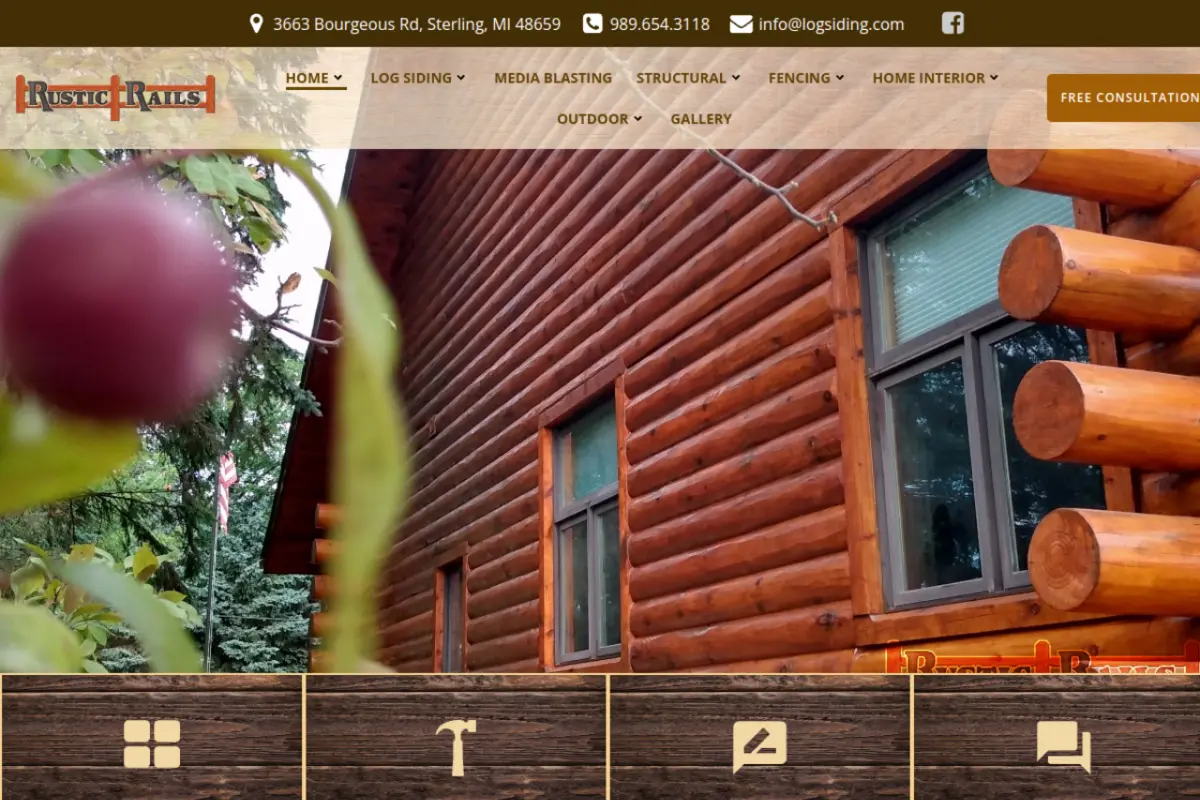Homepage screenshot of the Rustic Rails website built by Vertex Digital Studios