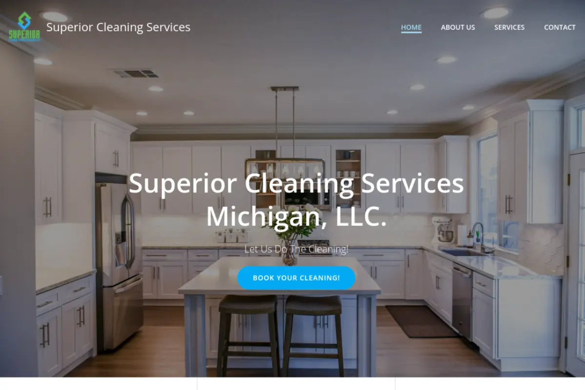 Homepage screenshot of the Superior Cleaning Services website built by Vertex Digital Studios